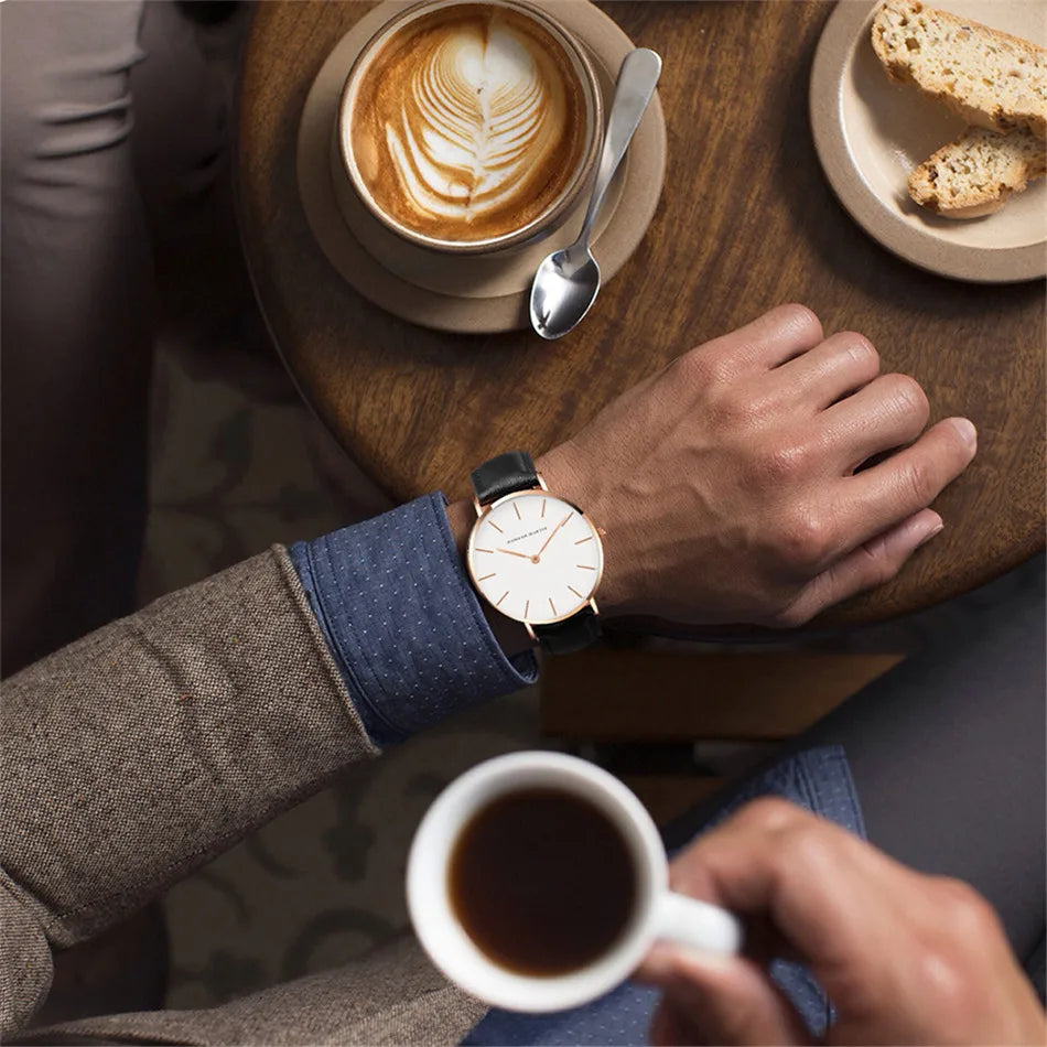 Orologio Uomo Quarzo Elegante Cinturino Similpelle 40mm