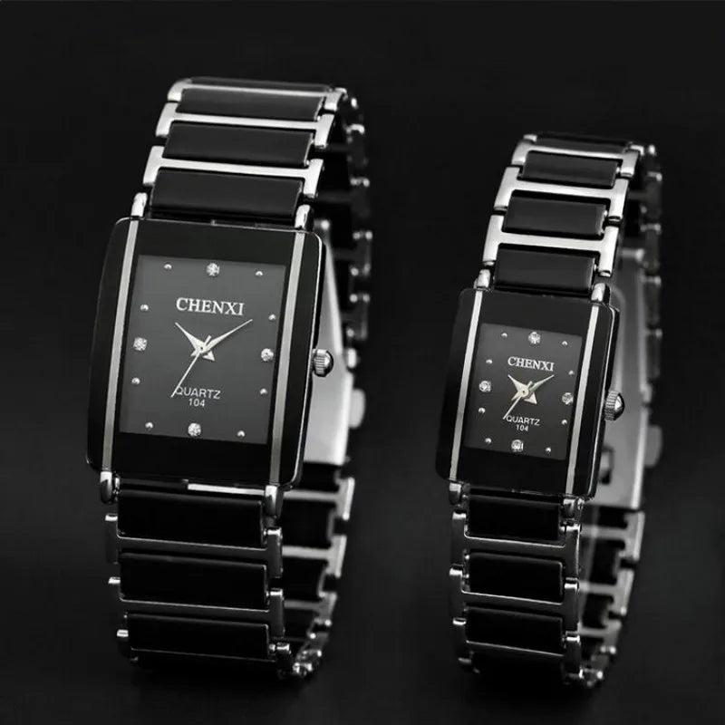 Orologio Rettangolare Uomo Donna Quarzo Cinturino Simil Ceramica Elegante Moda