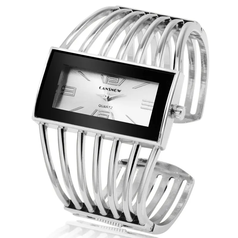 Orologio Donna Elegante Rettangolare Bracciale Rigido Acciaio