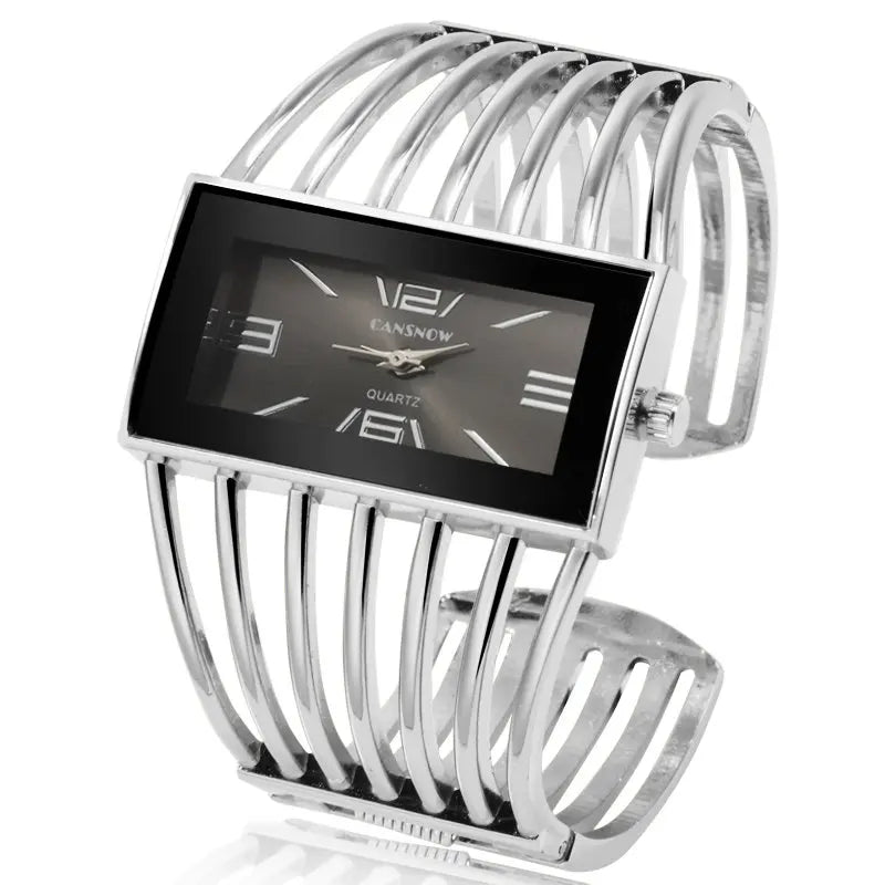 Orologio Donna Elegante Rettangolare Bracciale Rigido Acciaio