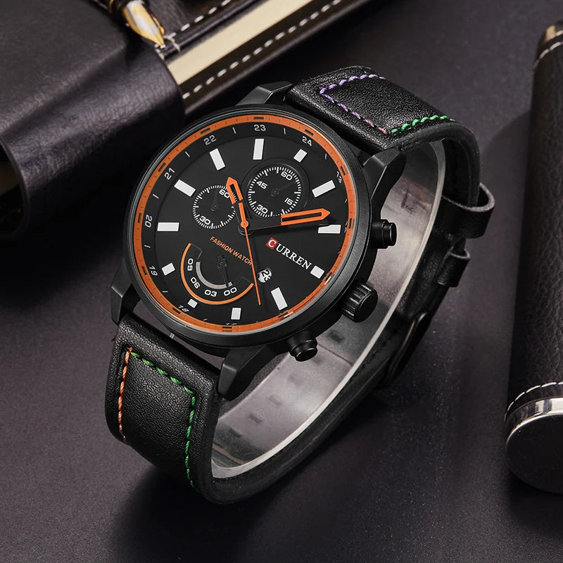 Orologio Uomo Quarzo Elegante Cinturino Similpelle Moda Casual