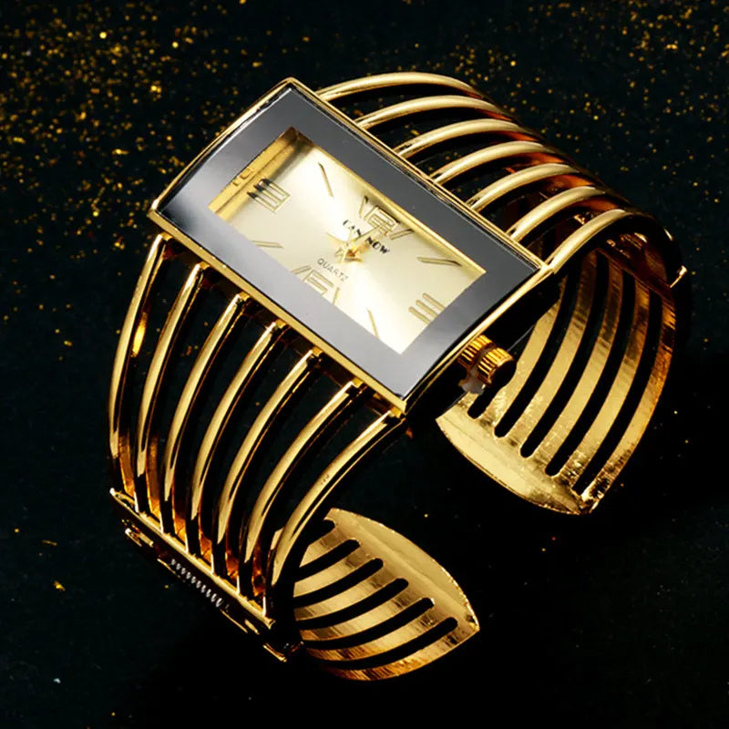 Orologio Donna Elegante Rettangolare Bracciale Rigido Acciaio