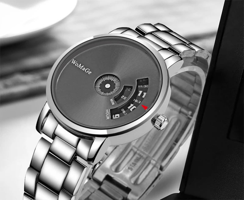 Orologio Uomo Al Quarzo Cinturino In Acciaio Elegante Casual Quadrante 37 mm