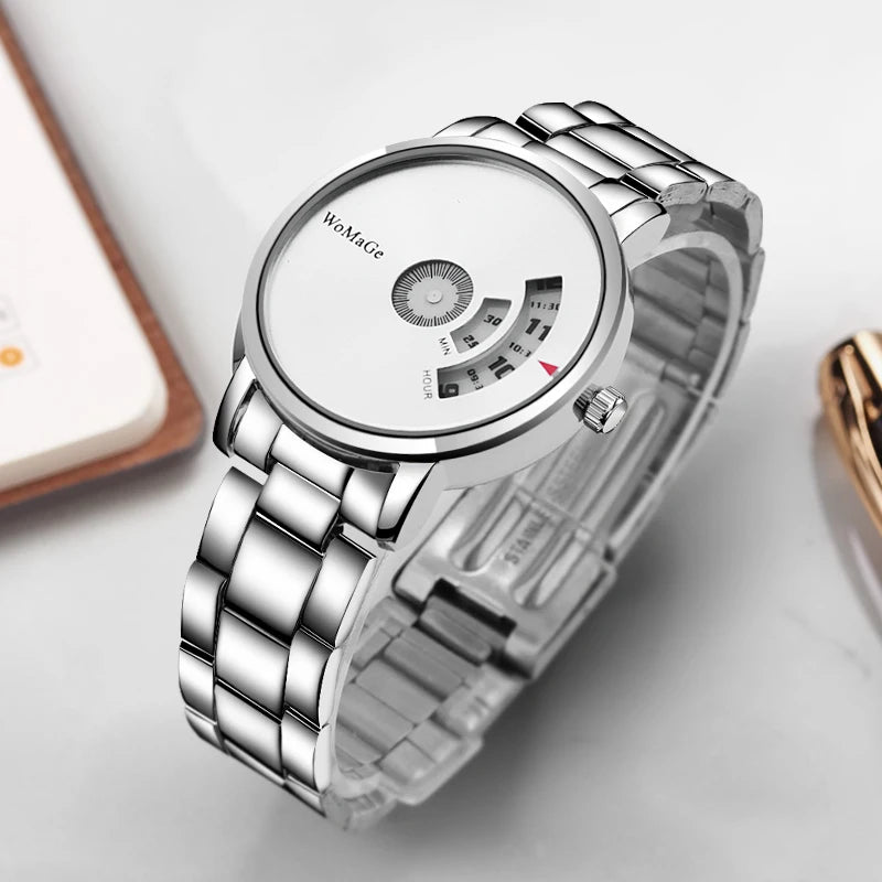 Orologio Uomo Al Quarzo Cinturino In Acciaio Elegante Casual Quadrante 37 mm