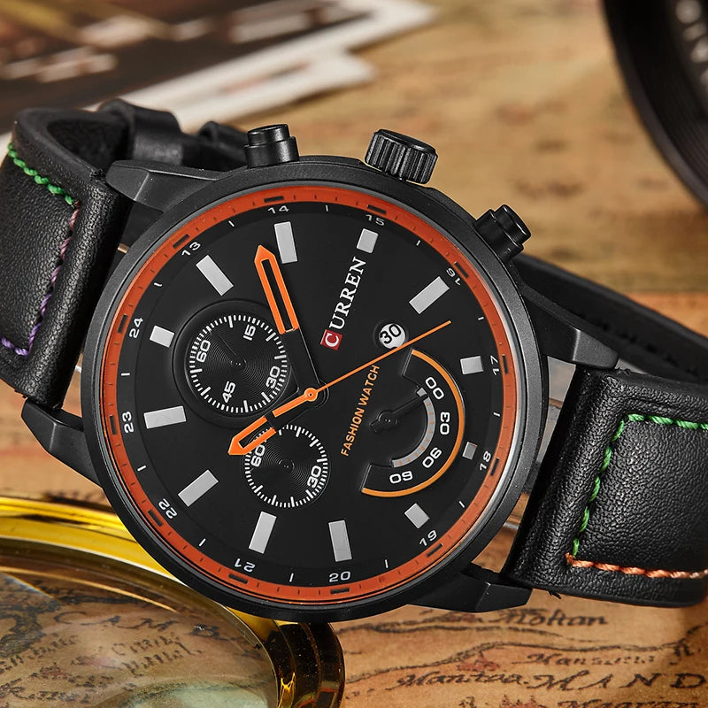 Orologio Uomo Quarzo Elegante Cinturino Similpelle Moda Casual