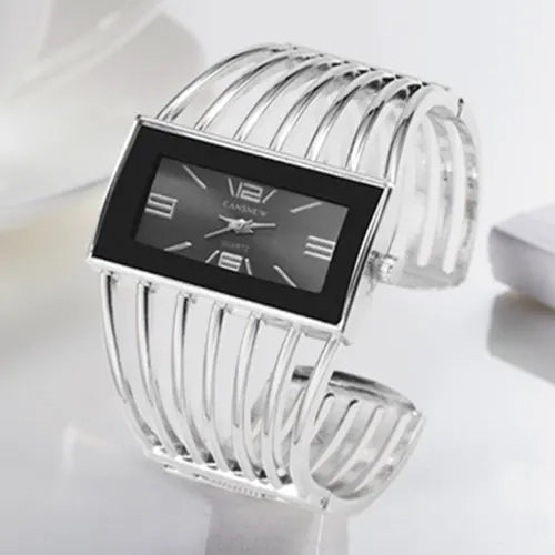 Orologio Donna Elegante Rettangolare Bracciale Rigido Acciaio
