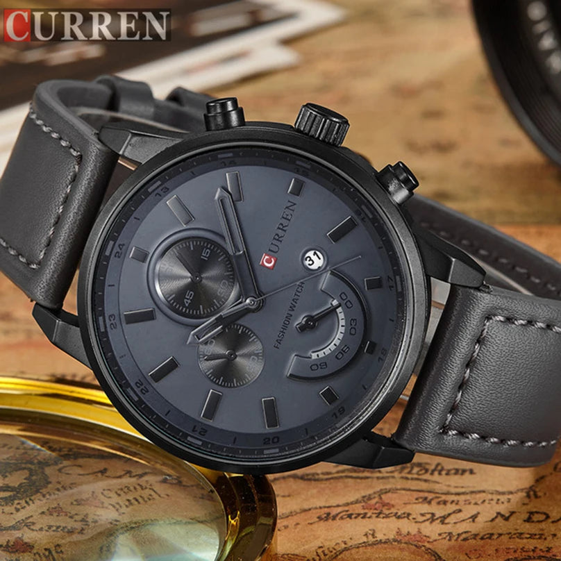 Orologio Uomo Quarzo Elegante Cinturino Similpelle Moda Casual