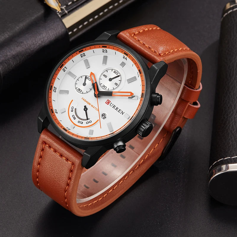 Orologio Uomo Quarzo Elegante Cinturino Similpelle Moda Casual