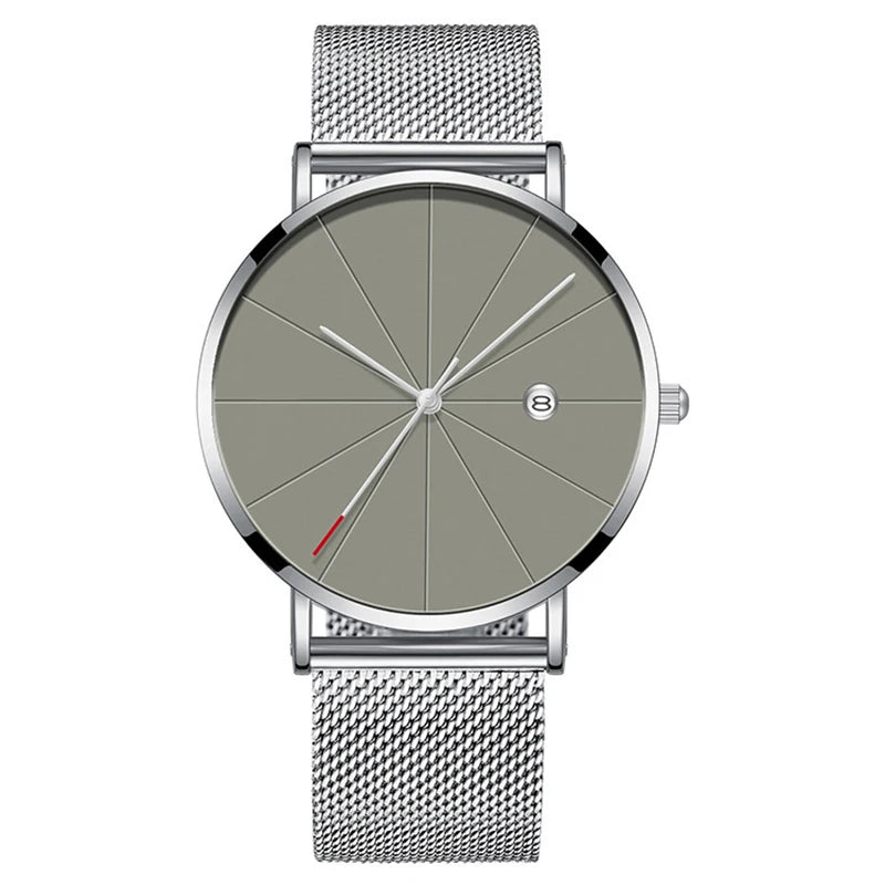 Orologio Uomo In Acciaio Inossidabile Ultrasottile al Quarzo con Data Elegante