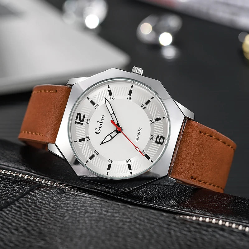 Orologio Uomo Quarzo Cinturino Similpelle Moda Casual Leggero Elegante