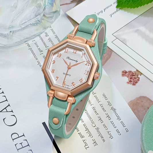 Orologio Donna Elegante Quarzo Analogico Cinturino Similpelle Stile Moda Casual
