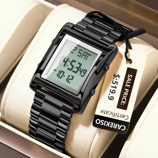 Orologio Uomo LED Digitale in Acciaio con Sveglia Cronografo Data Display Moda
