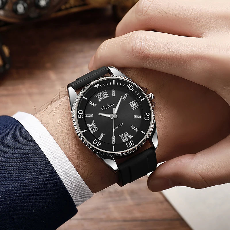 Orologio Uomo Business Al Quarzo Cinturino In Silicone Cassa Lega