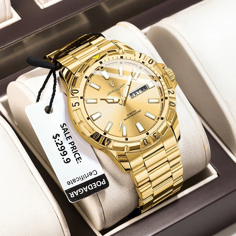 Orologio Uomo Quarzo Moda Casual Acciaio Data Lancette Luminose