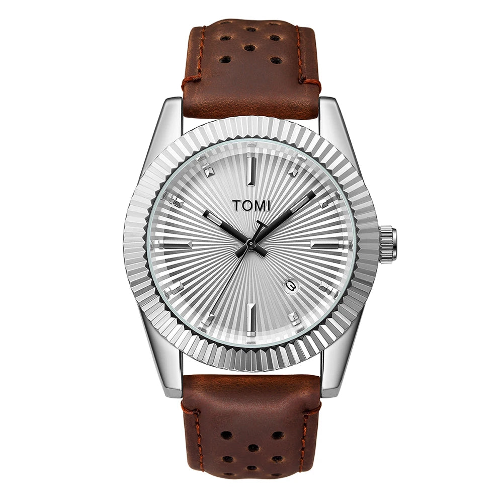 Orologio al Quarzo Uomo Classico & Casual Cinturino Similpelle Quadrante 42mm