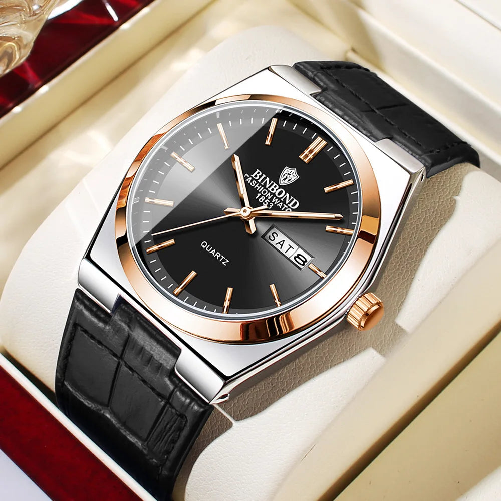 Orologio Uomo Quarzo Cinturino Similpelle Quadrante 40mm