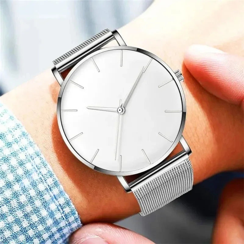 Orologio Uomo Moda Casual Quarzo – Cinturino Maglia Acciaio, Design Sottile