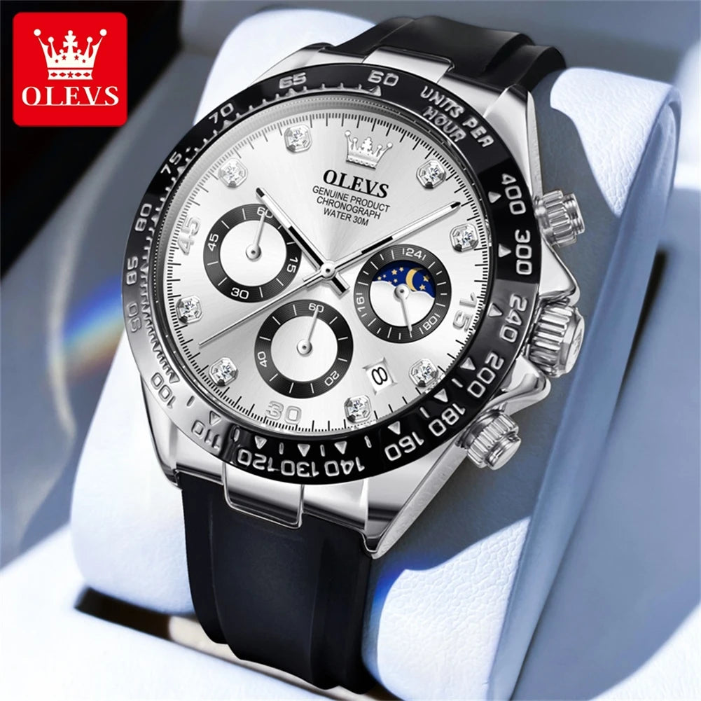 Orologio Uomo Quarzo Cronografo Data Cinturino Silicone Sportivo Elegante