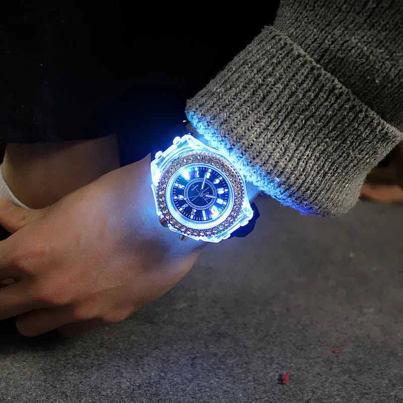 Orologio LED Unisex Luminoso Digitale Moda Silicone Strass