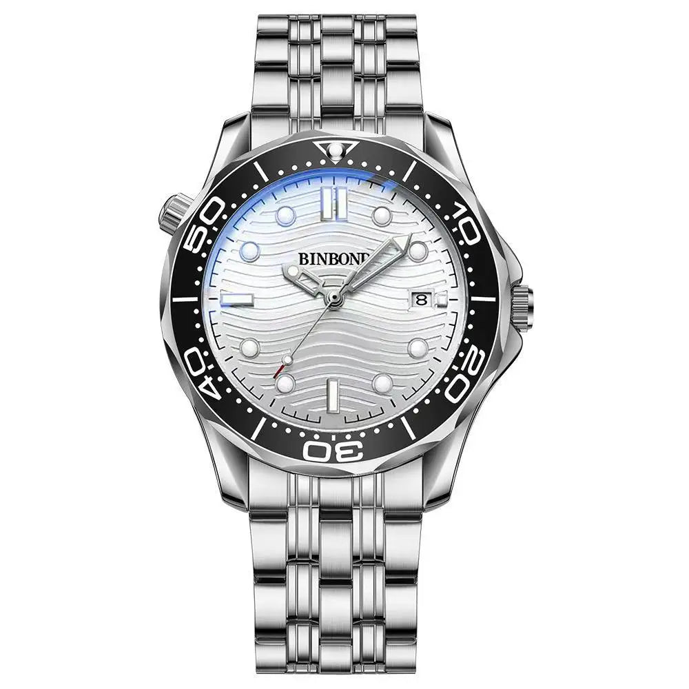Orologio Uomo Quarzo Business Data Lancette Luminose Cinturino Acciaio o Silicone