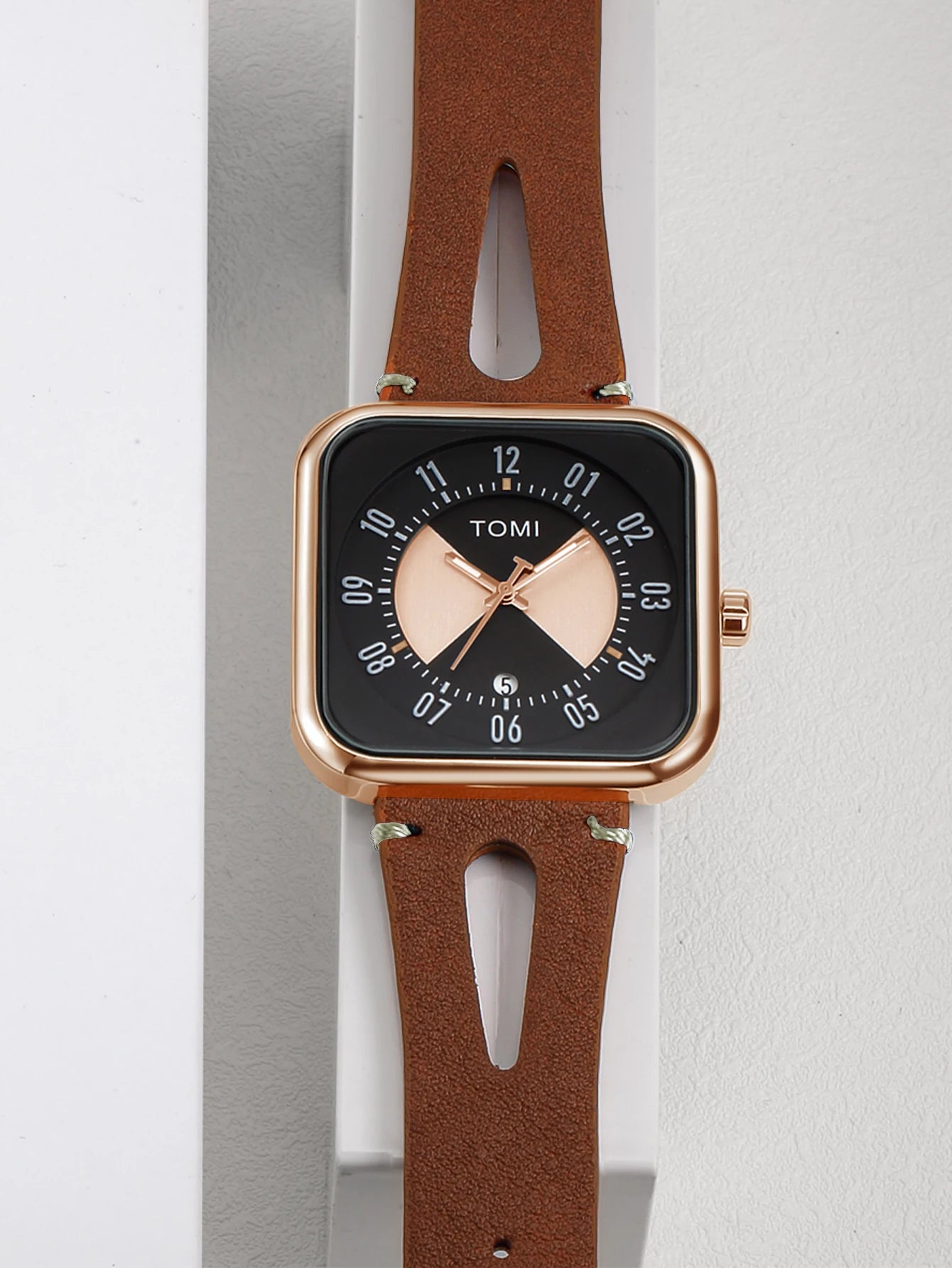 Orologio Unisex – Quadrato Moda Casual Cinturino Similpelle Quarzo Quadrante 41 mm