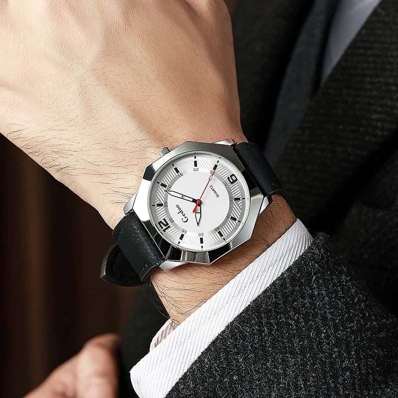 Orologio Uomo Quarzo Cinturino Similpelle Moda Casual Leggero Elegante