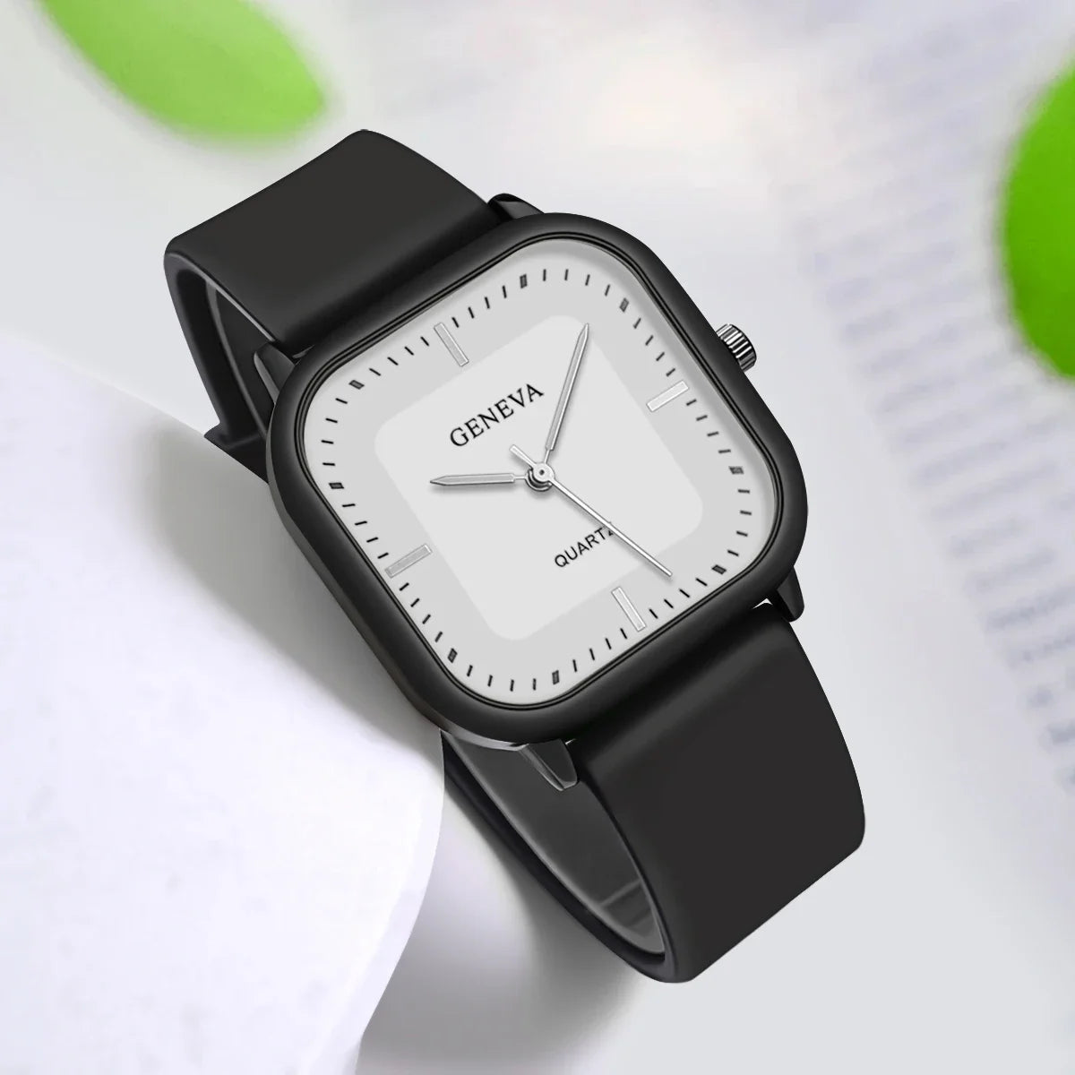 Orologio Donna Quarzo Quadrato Silicone Moda Elegante Casual