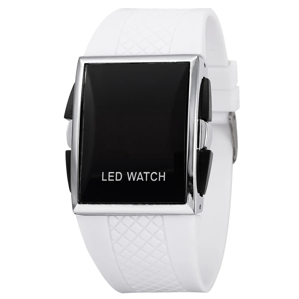 Orologio Uomo LED Digitale Display A Luce Rossa Cinturino In Silicone Moda Casual