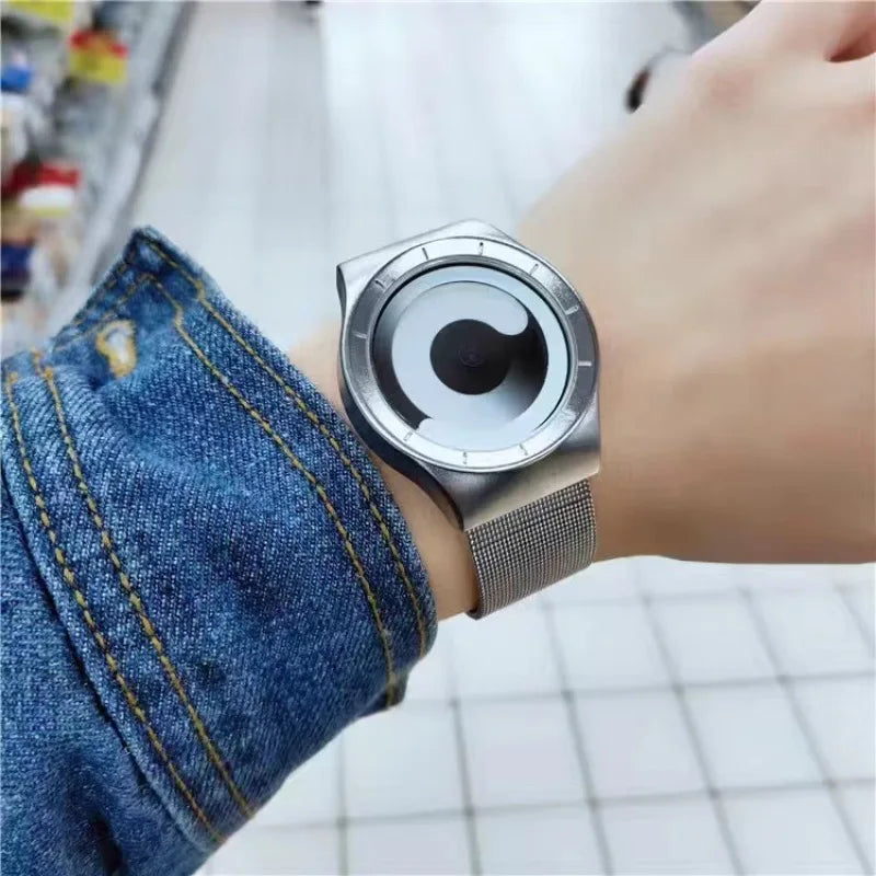 Orologio Uomo Creativo Moda Originale Quarzo Casual Cinturino e Cassa in Lega