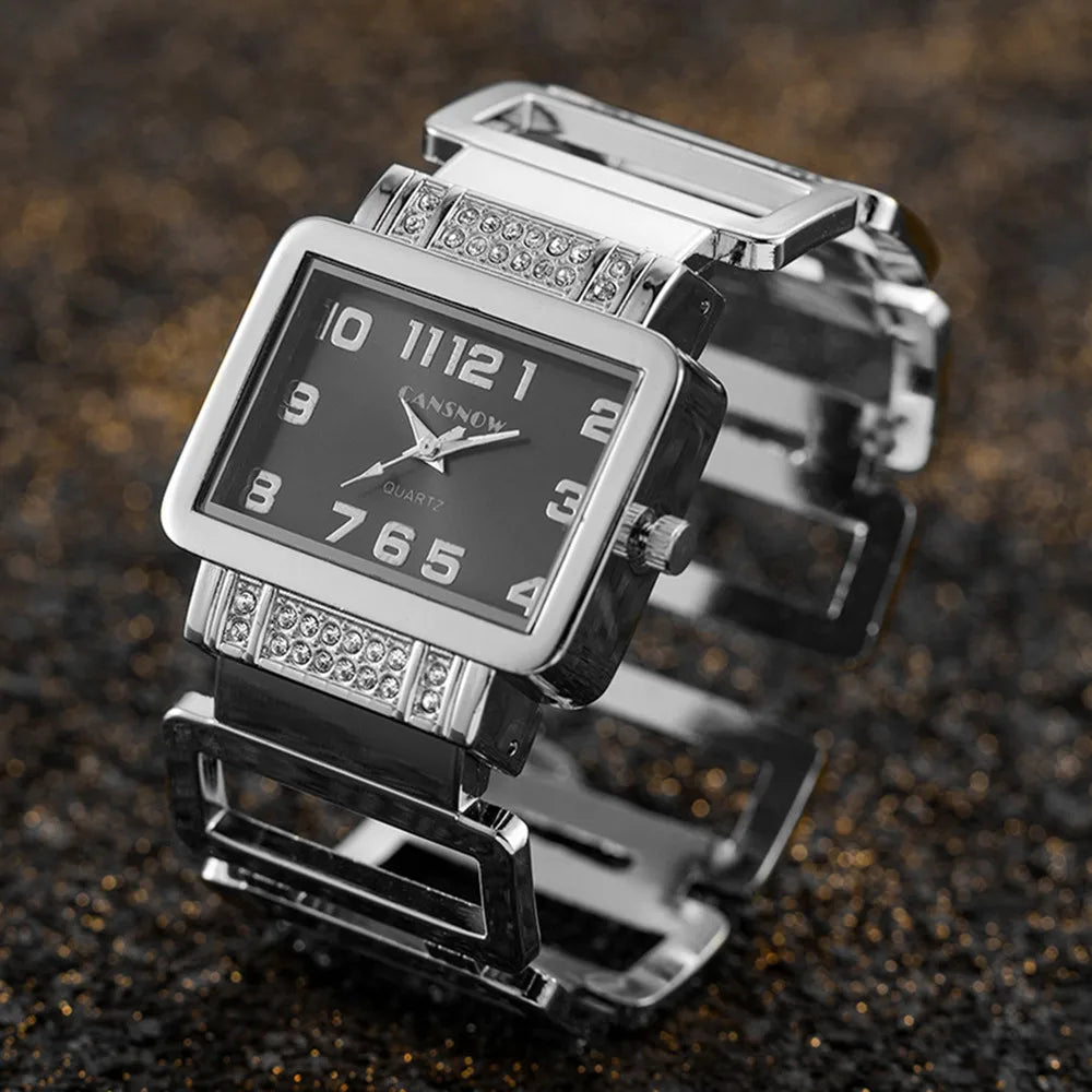 Orologio Donna a Bracciale Moda Al Quarzo Elegante Quadrante Rettangolare