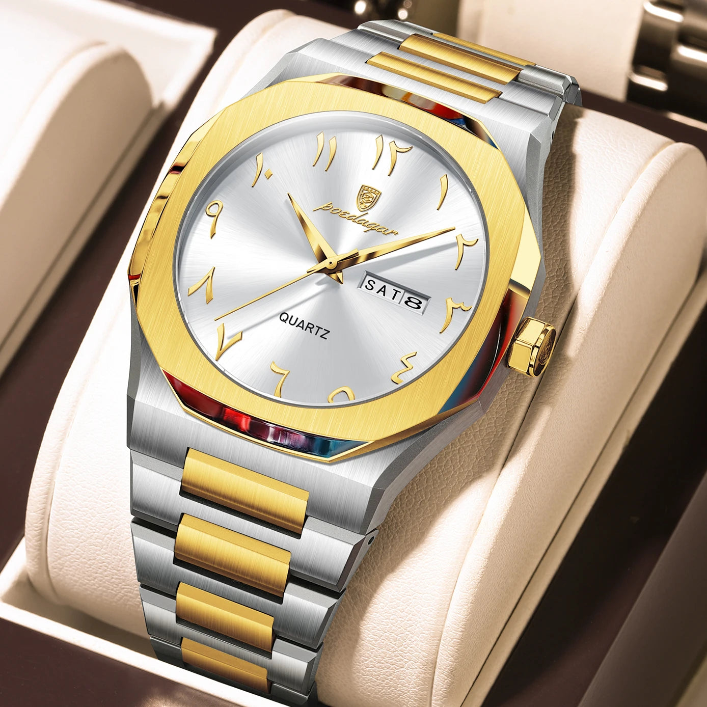 Orologio Uomo Cinturino e Cassa Acciaio Quarzo con Data Elegante Moda Casual