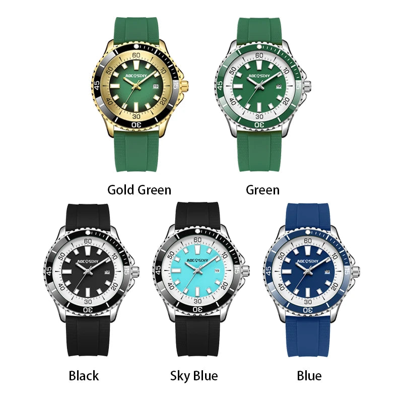 Orologio Uomo Moda Al Quarzo Con Data Cinturino Silicone Casual Elegante