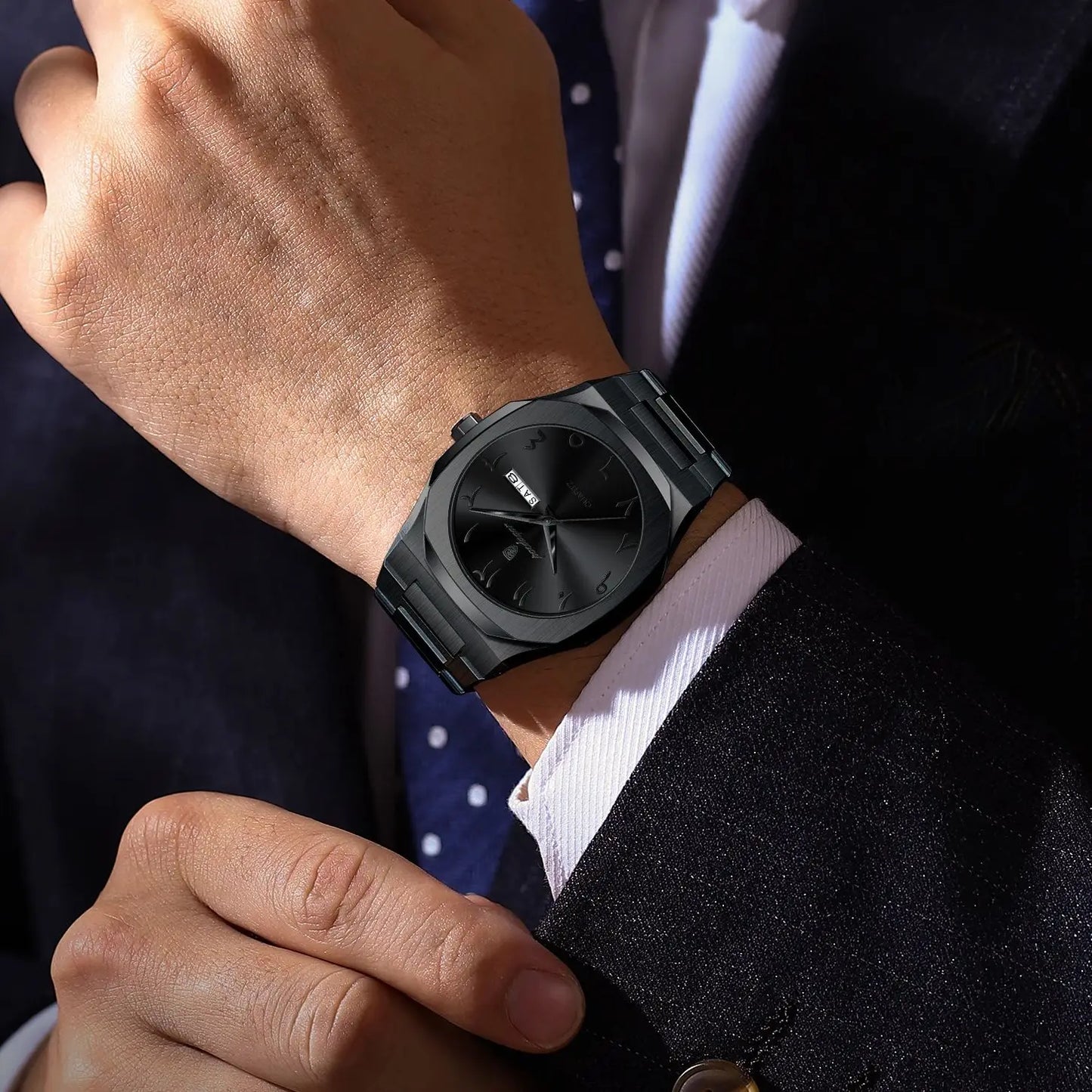 Orologio Uomo Cinturino e Cassa Acciaio Quarzo con Data Elegante Moda Casual