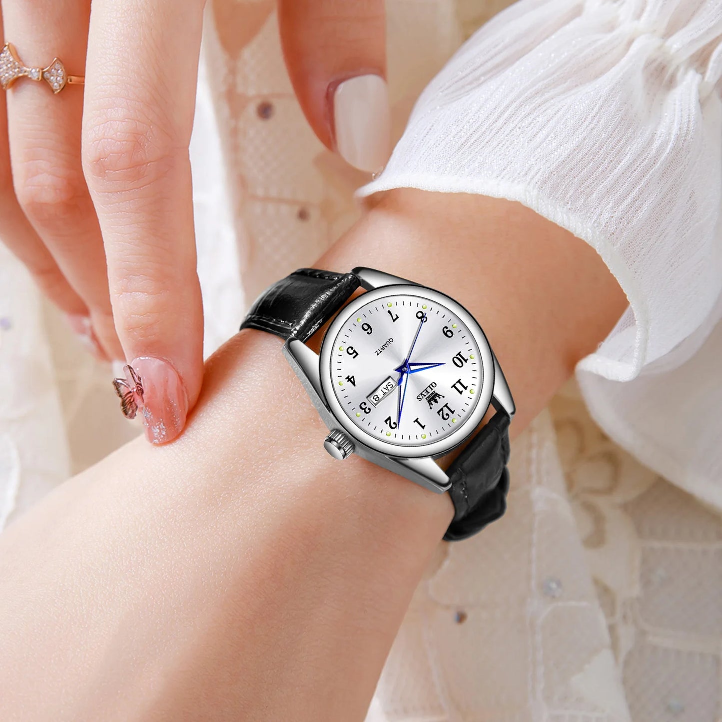 Orologio Donna Al Quarzo Elegante Con Data Casual Cinturino Similpelle