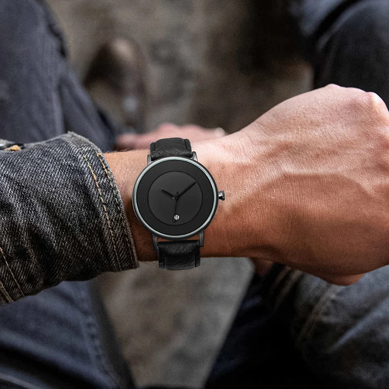 Orologio Uomo Minimalista Quarzo Cinturino Similpelle Cassa Lega Elegante