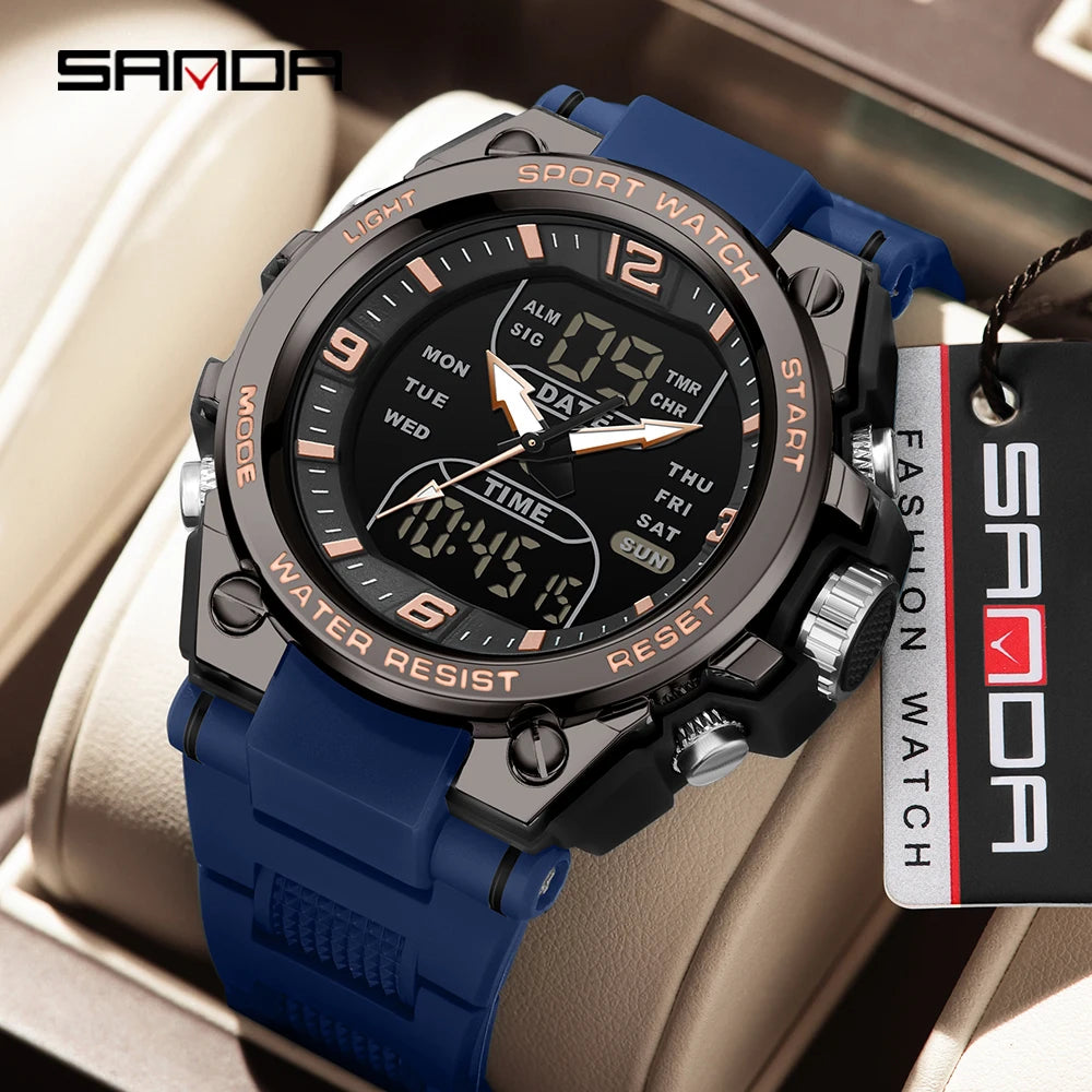 Orologio Sportivo Uomo Quarzo Analogico Digitale LED Cronografo