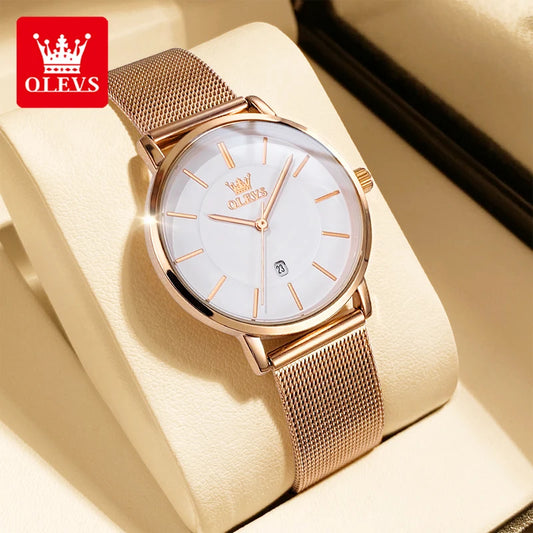 Orologio Donna Quarzo Moda Cinturino Maglia Acciaio Casual Elegante Slim