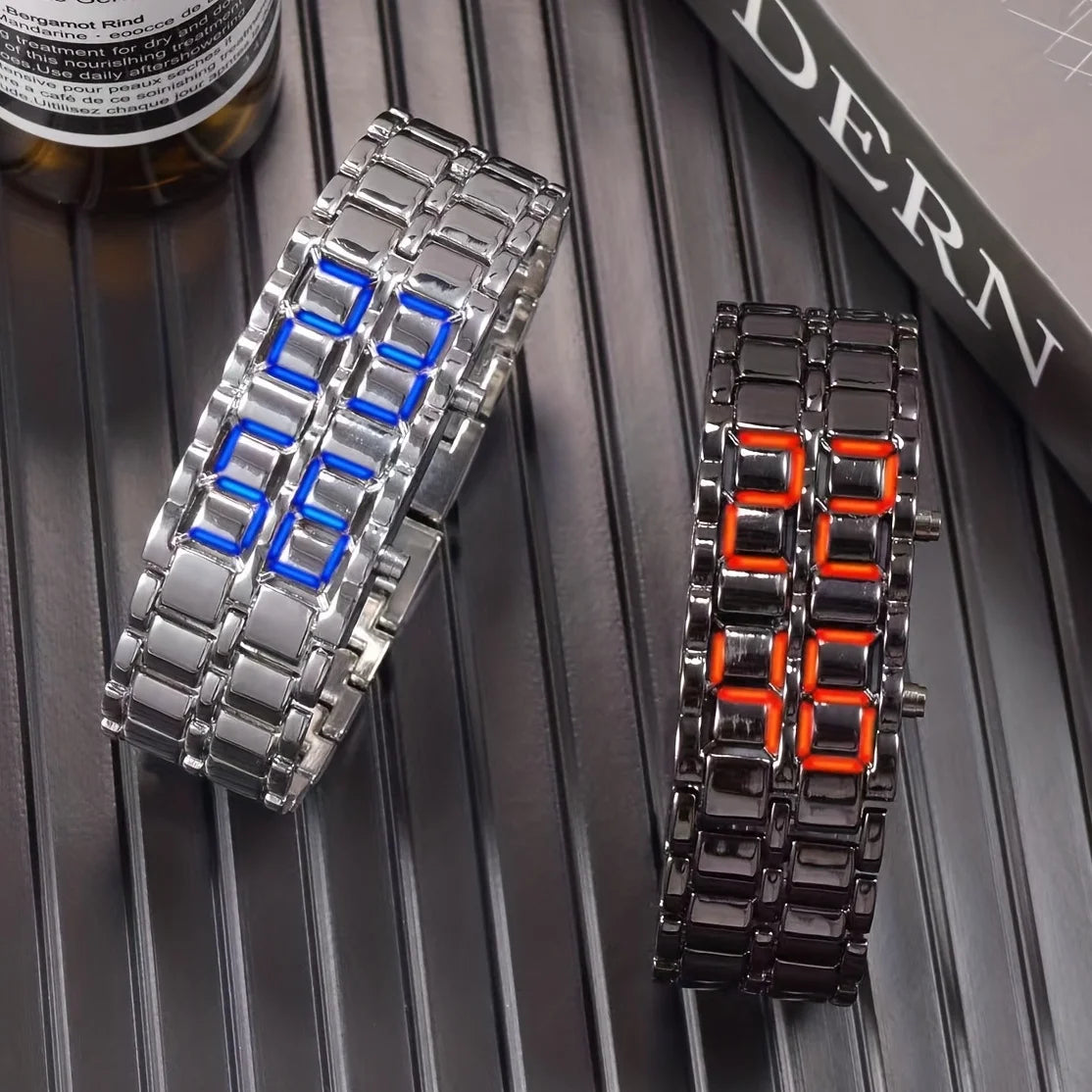 Orologio Uomo Donna Moda Acciaio Bracciale LED Casual Elegante