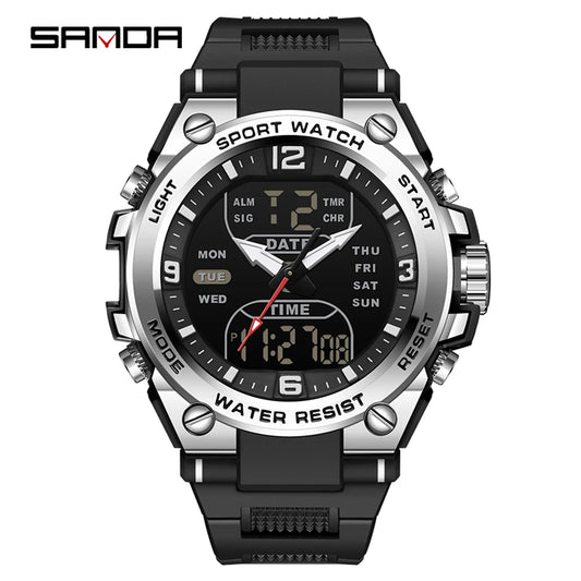 Orologio Sportivo Uomo Quarzo Analogico Digitale LED Cronografo