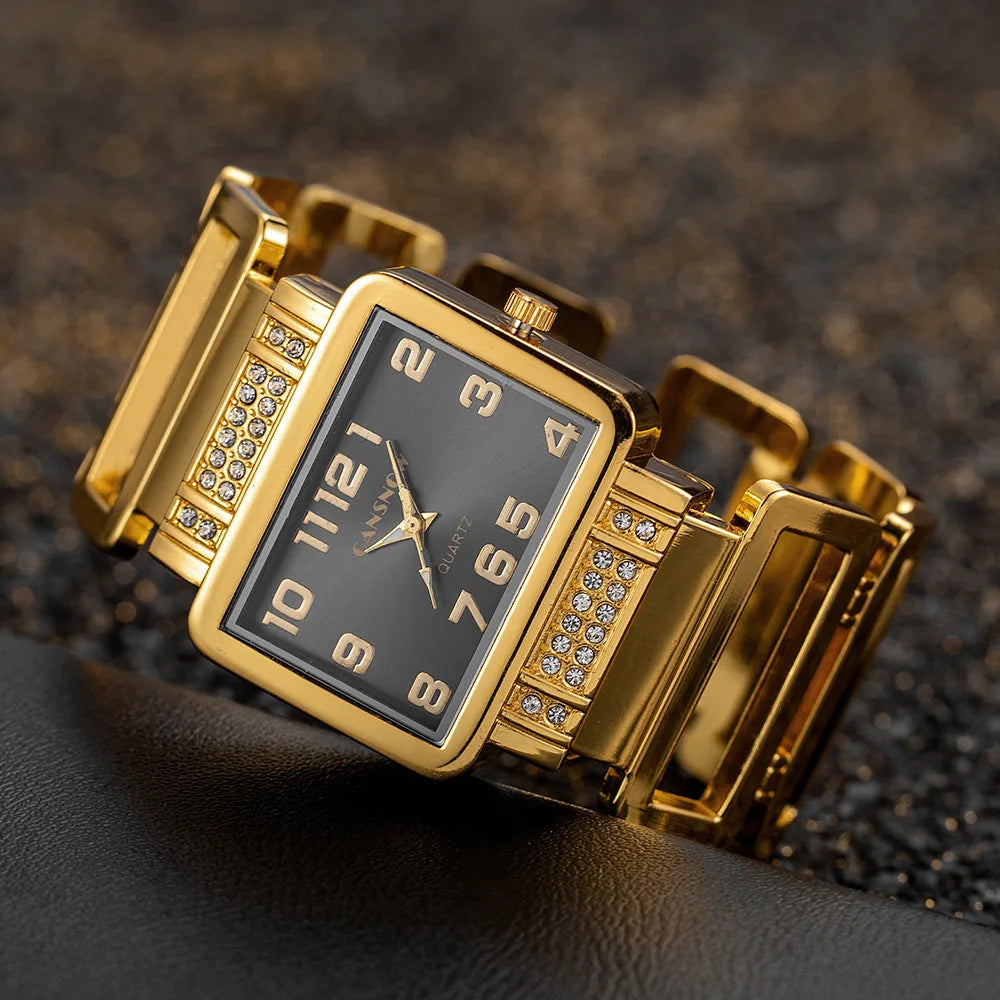 Orologio Donna a Bracciale Moda Al Quarzo Elegante Quadrante Rettangolare
