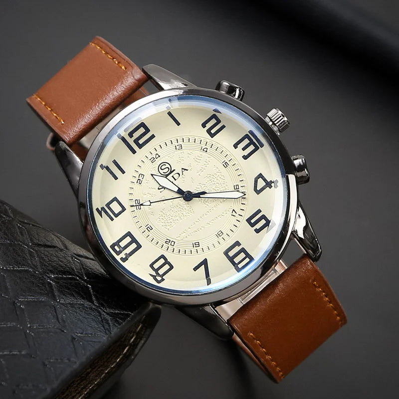Orologio Uomo Quarzo Elegante Cinturino Similpelle Casual Cassa Lega
