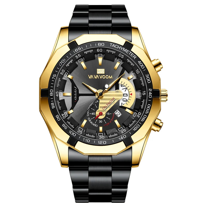 Orologio Uomo Acciaio Grande Quadrante 46mm Quarzo