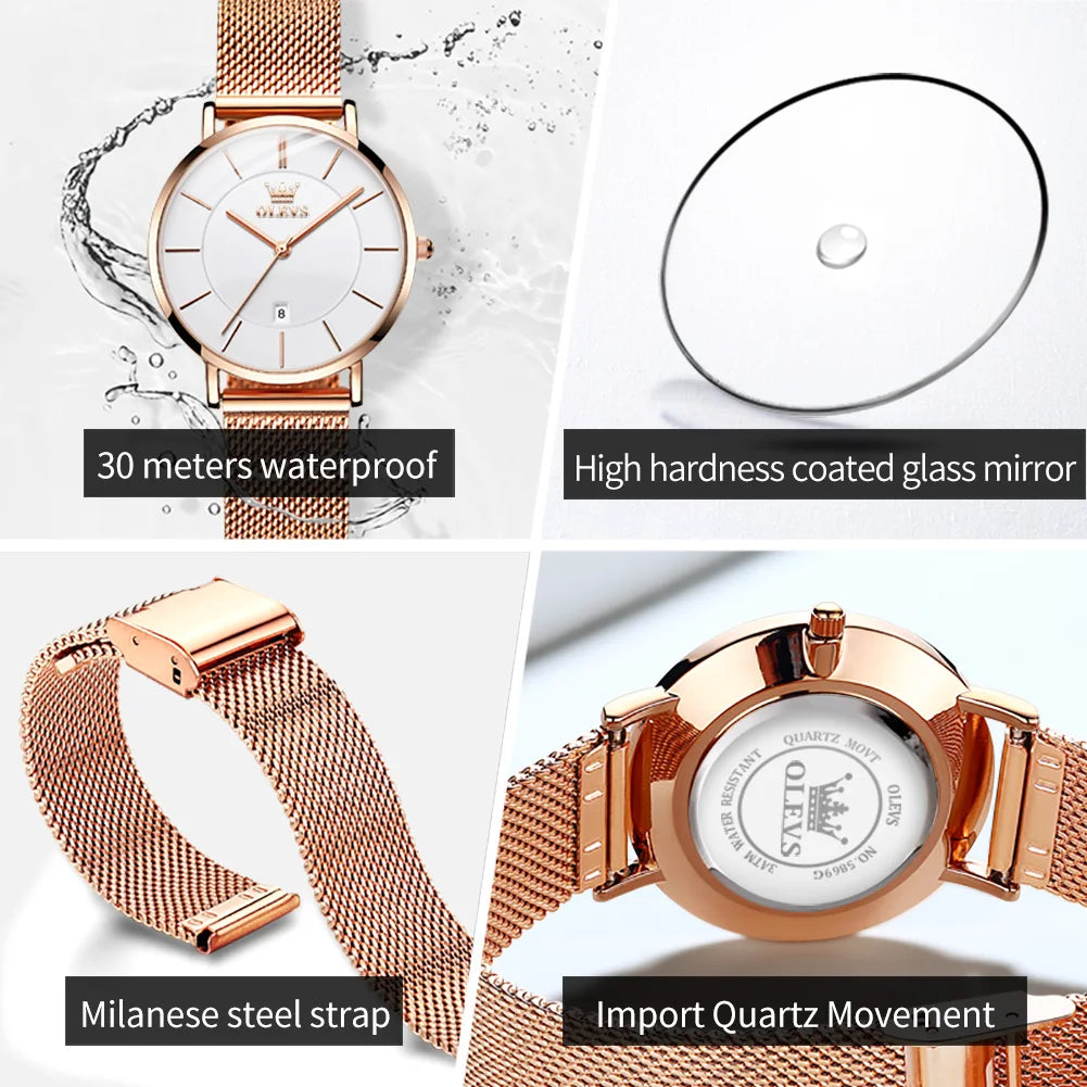 Orologio Donna Quarzo Moda Cinturino Maglia Acciaio Casual Elegante Slim