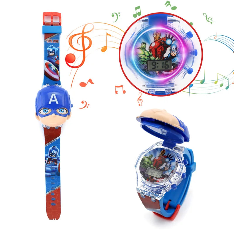 Orologio Bambini con Luci Colorate Supereroi Musicale Luminoso