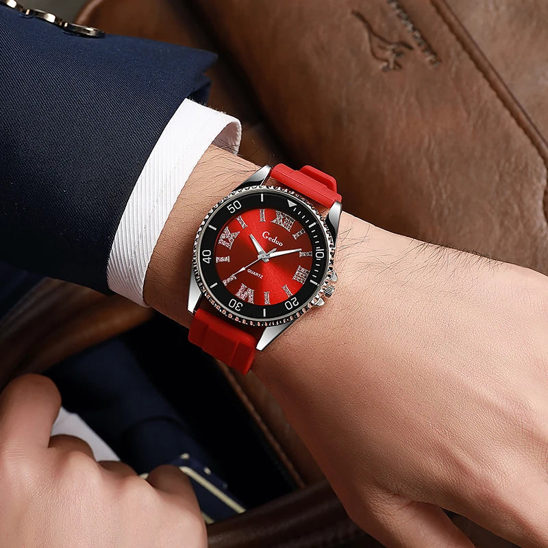 Orologio Uomo Business Al Quarzo Cinturino In Silicone Cassa Lega