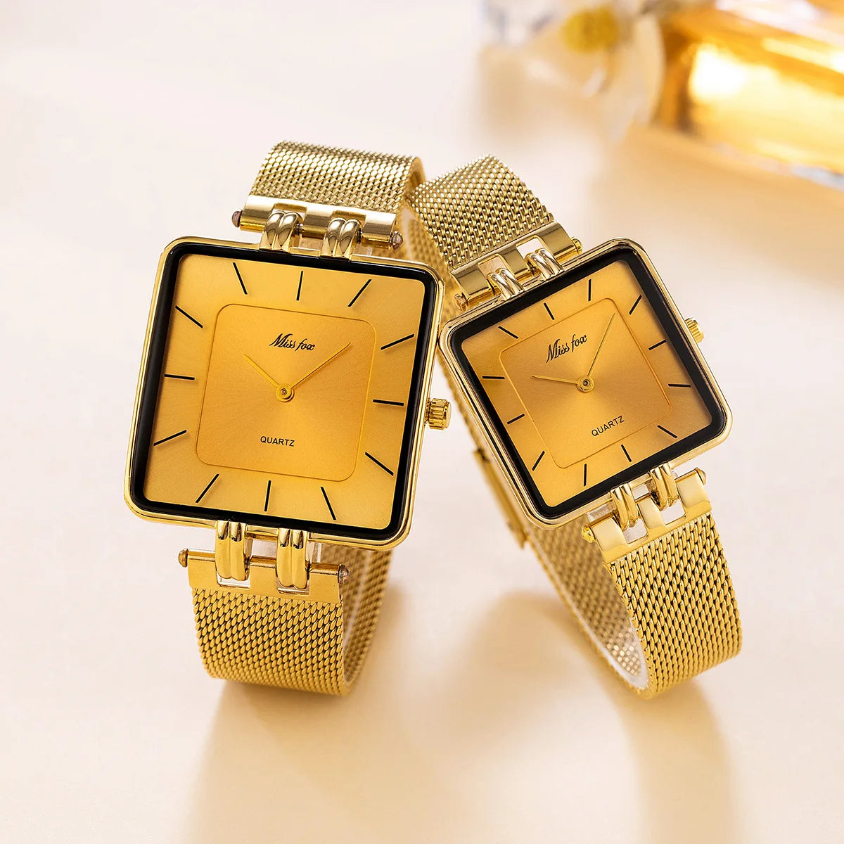 Orologio Uomo Donna Quarzo Acciaio Quadrato Elegante Business