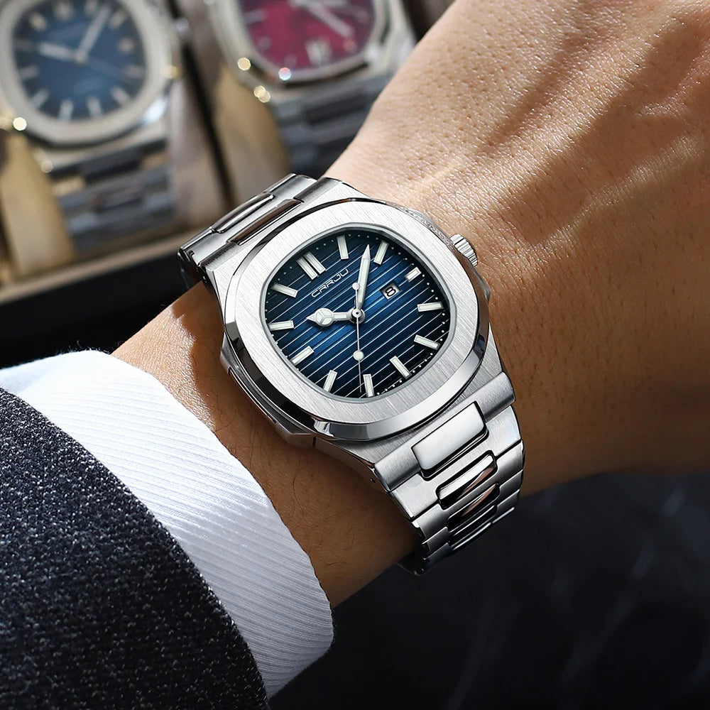 Orologio Uomo Acciaio Quarzo Con Data Moda Casual Elegante Quadrante 39mm