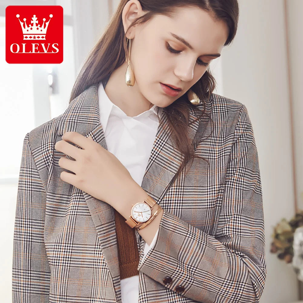 Orologio Donna Quarzo Moda Cinturino Maglia Acciaio Casual Elegante Slim