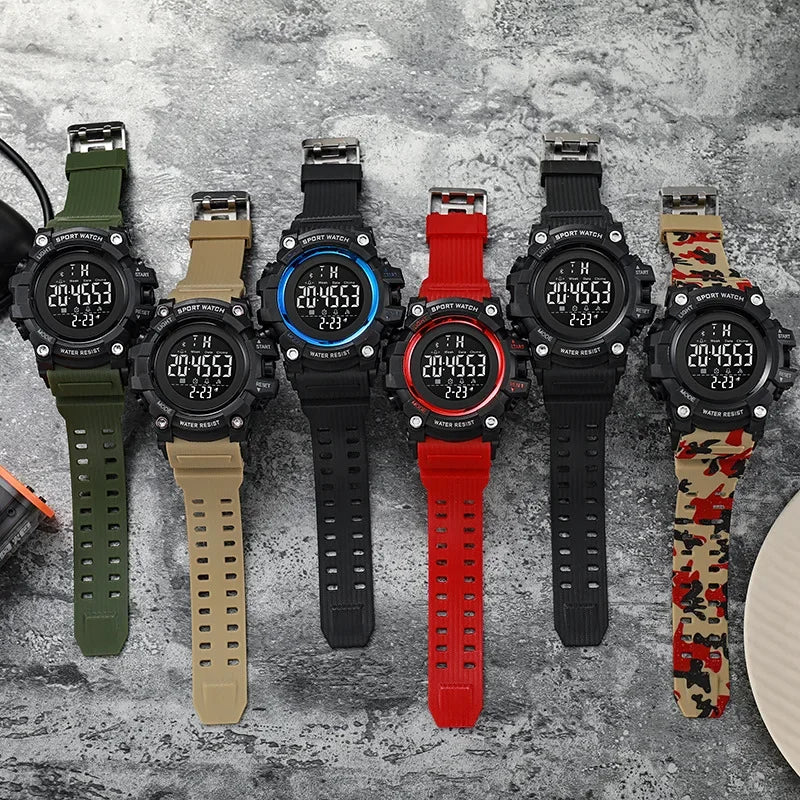 Orologio Sportivo Uomo Digitale LED Multifunzione Cinturino Silicone Quadrante 57mm