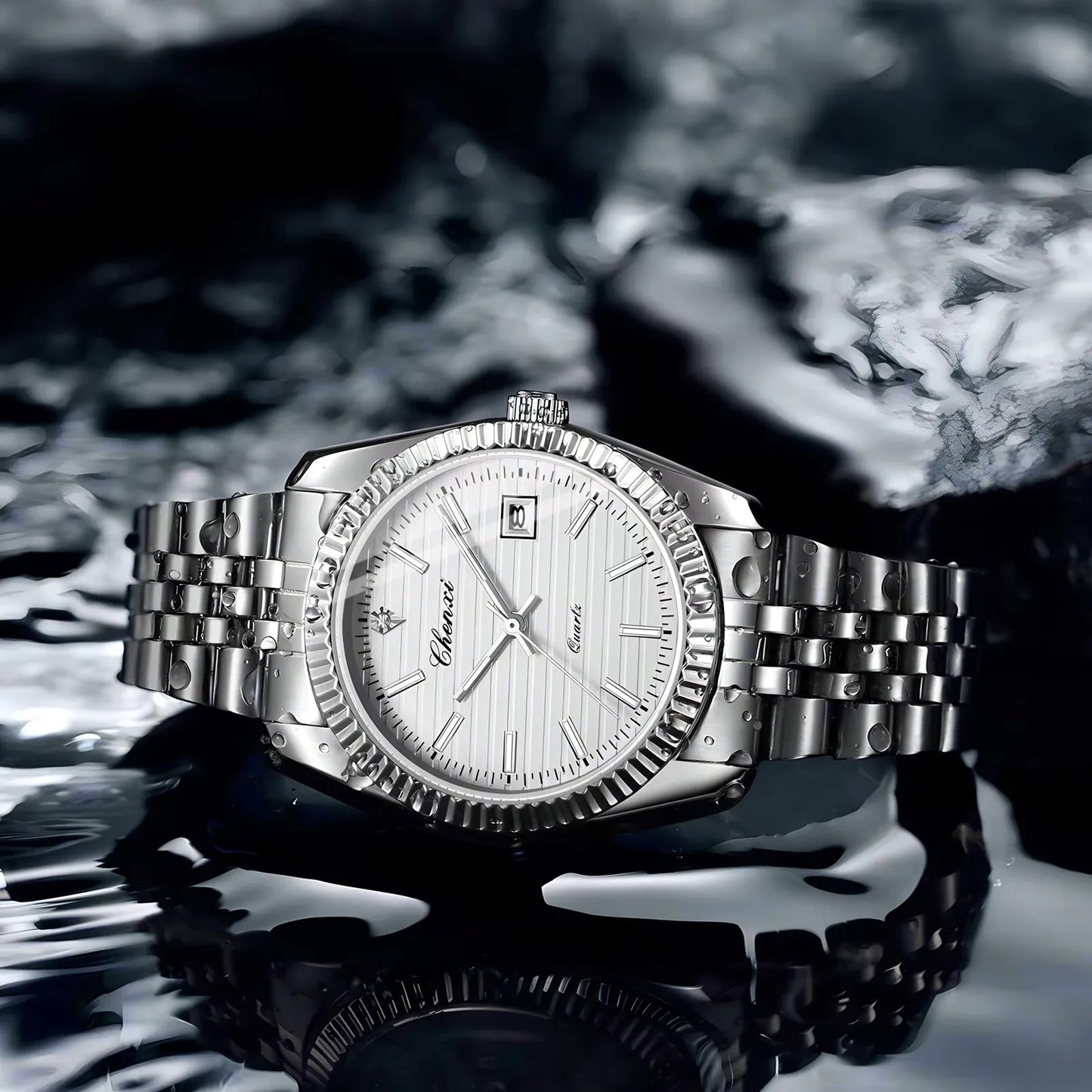 Orologio Uomo al Quarzo, In Acciaio Inox, Quadrante 35mm, Con Data, Elegante